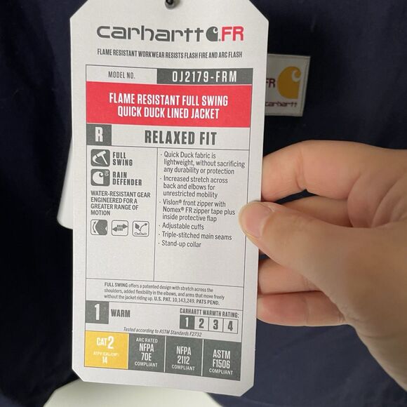 Carhartt FR Full Swing Quick Duck Lined Jacket Relaxed Fit Navy Blue Men's 2XL T - Picture 11 of 15